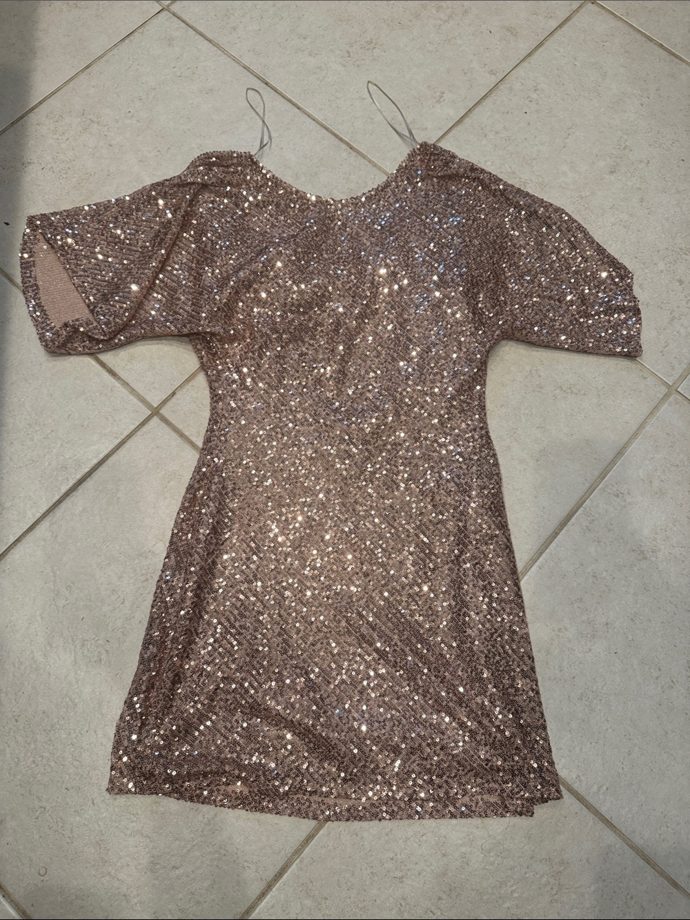 Zara Sequin Mini Dress in Rose Gold NWT